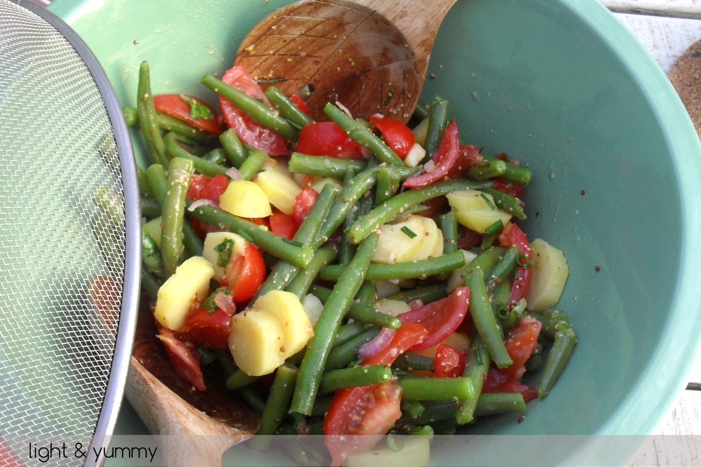 Potato Green Bean and Cherry Tomato Salad, vegetarian recipe, Light & Yummy