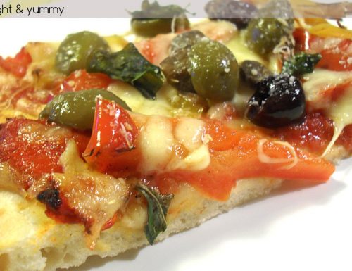 Pizza roasted peppers and olives, light recipe