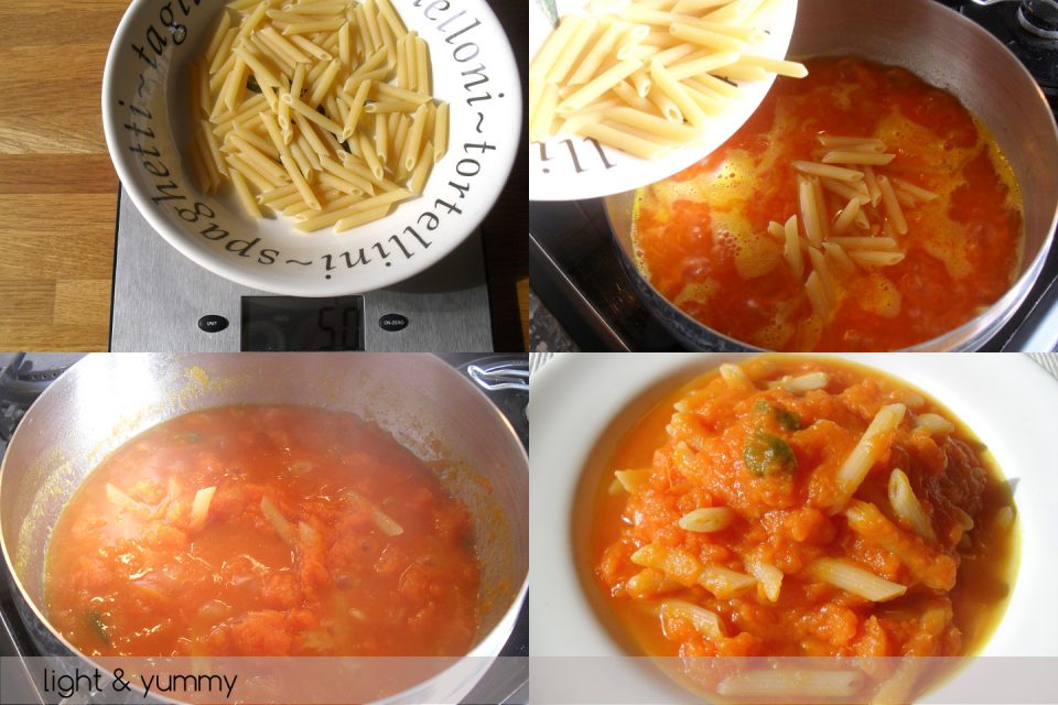 Pasta and pumpkin light, easy recipe, Light & Yummy