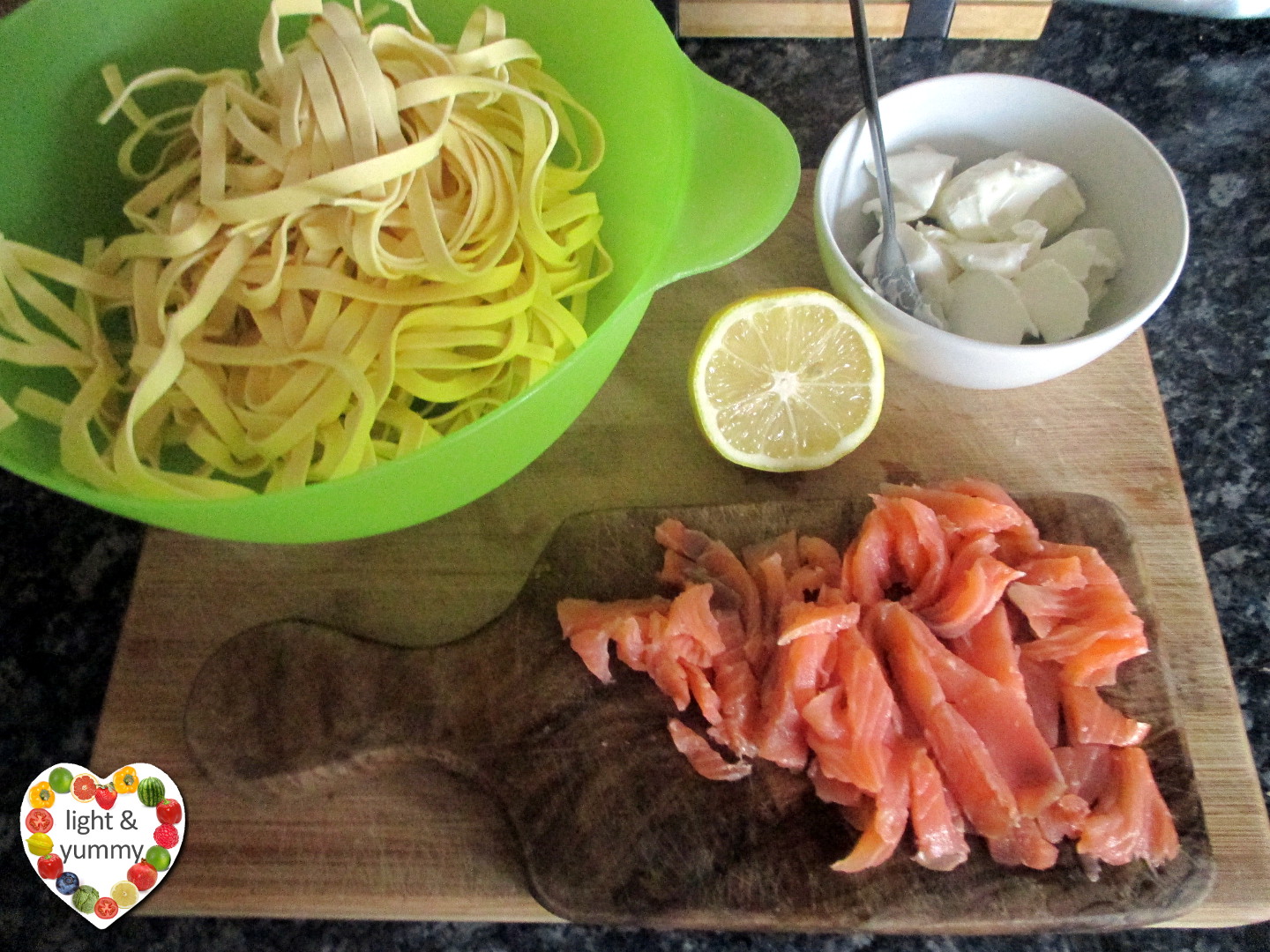 Creamy salmon tagliatelle, Light & Yummy